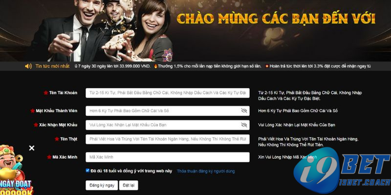 Biểu mẫu mở account nhà cái cho hội viên mới